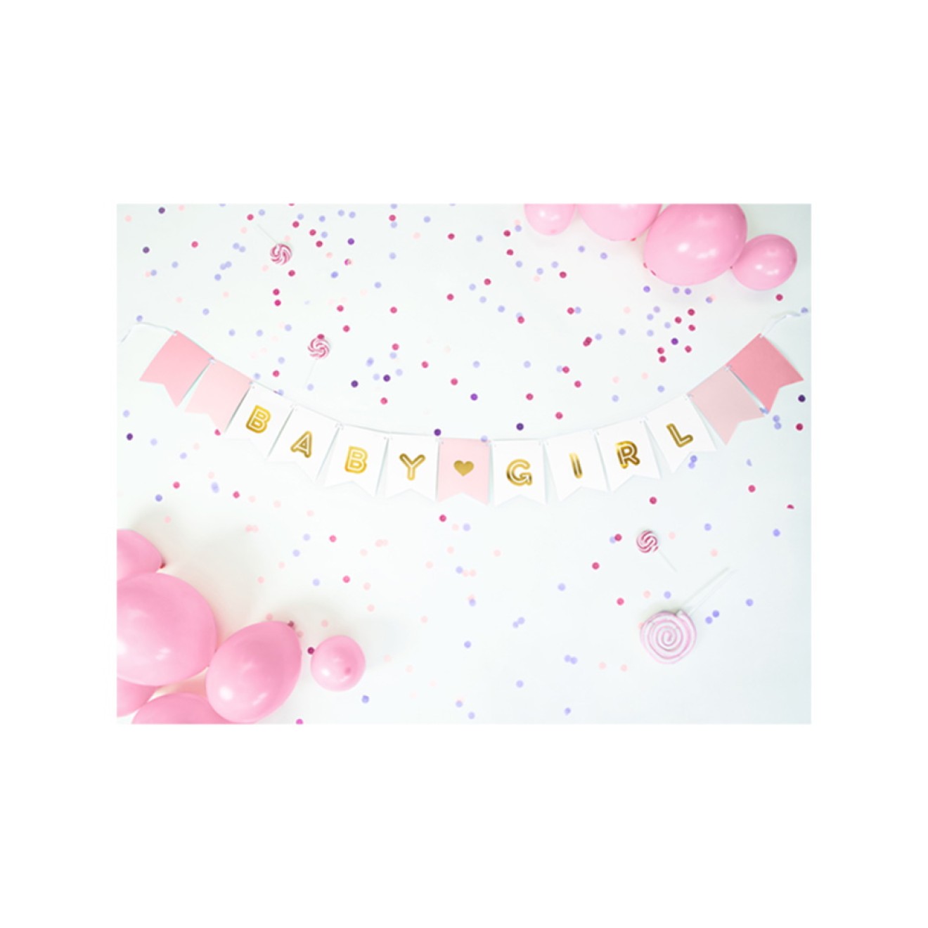 Papiergirlande - Baby Girl - Weiß & Rosa