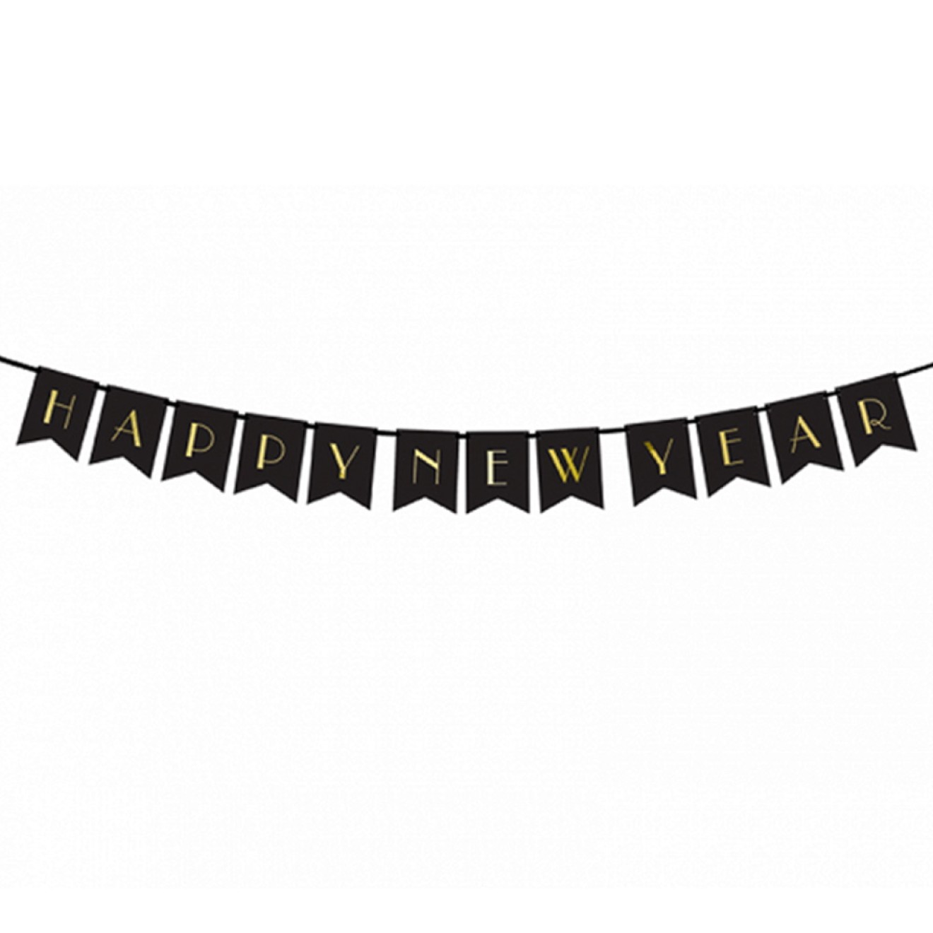 Girlande Silvester - Happy New Year - Schwarz & Gold | luftballon.de