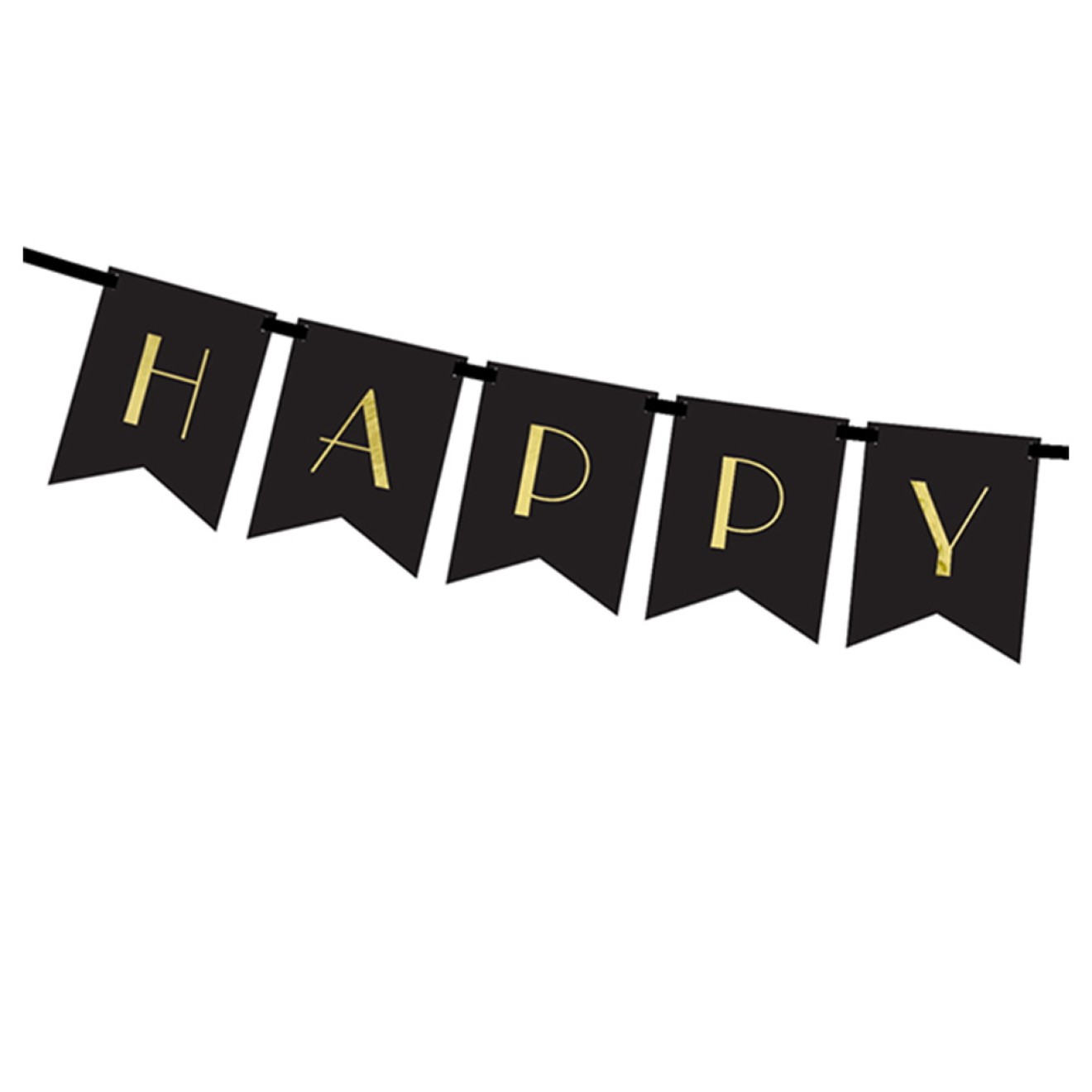 Girlande Silvester - Happy New Year - Schwarz & Gold