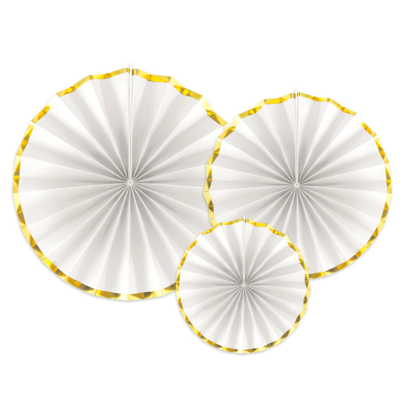Dekofächer Weiß mit goldenem Rand - 3 Stück