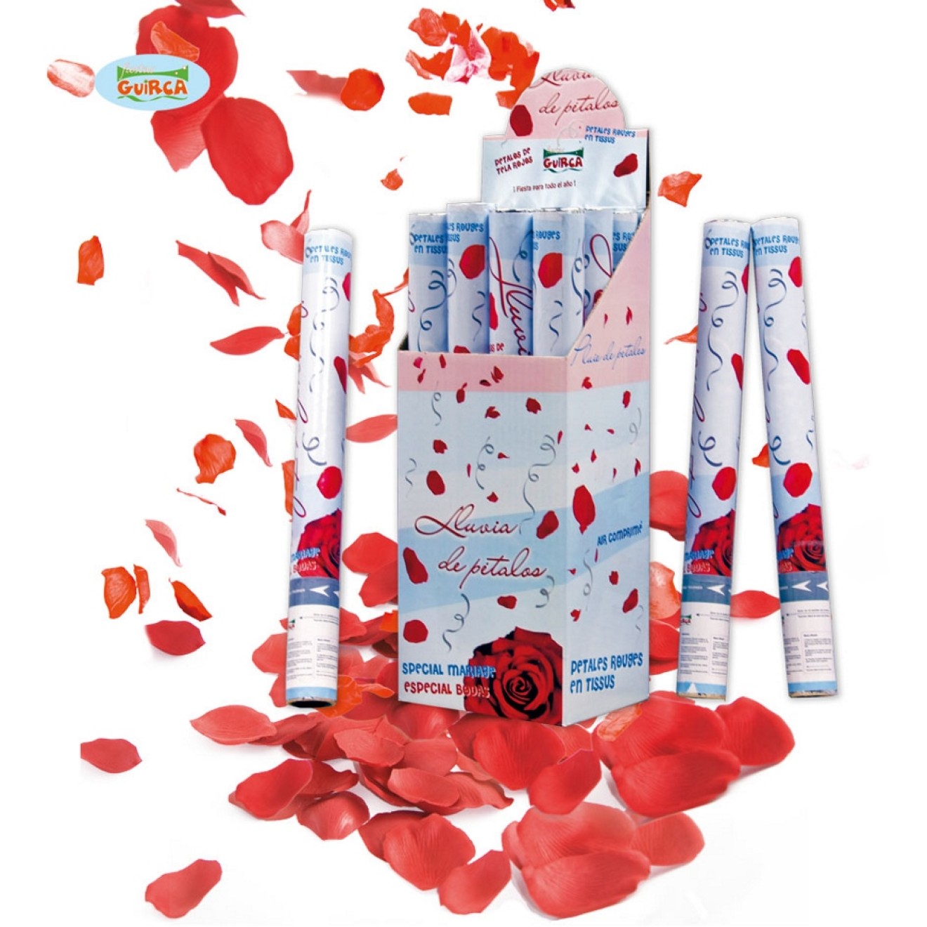 Konfettikanone Rosenblätter - Rot 48 cm