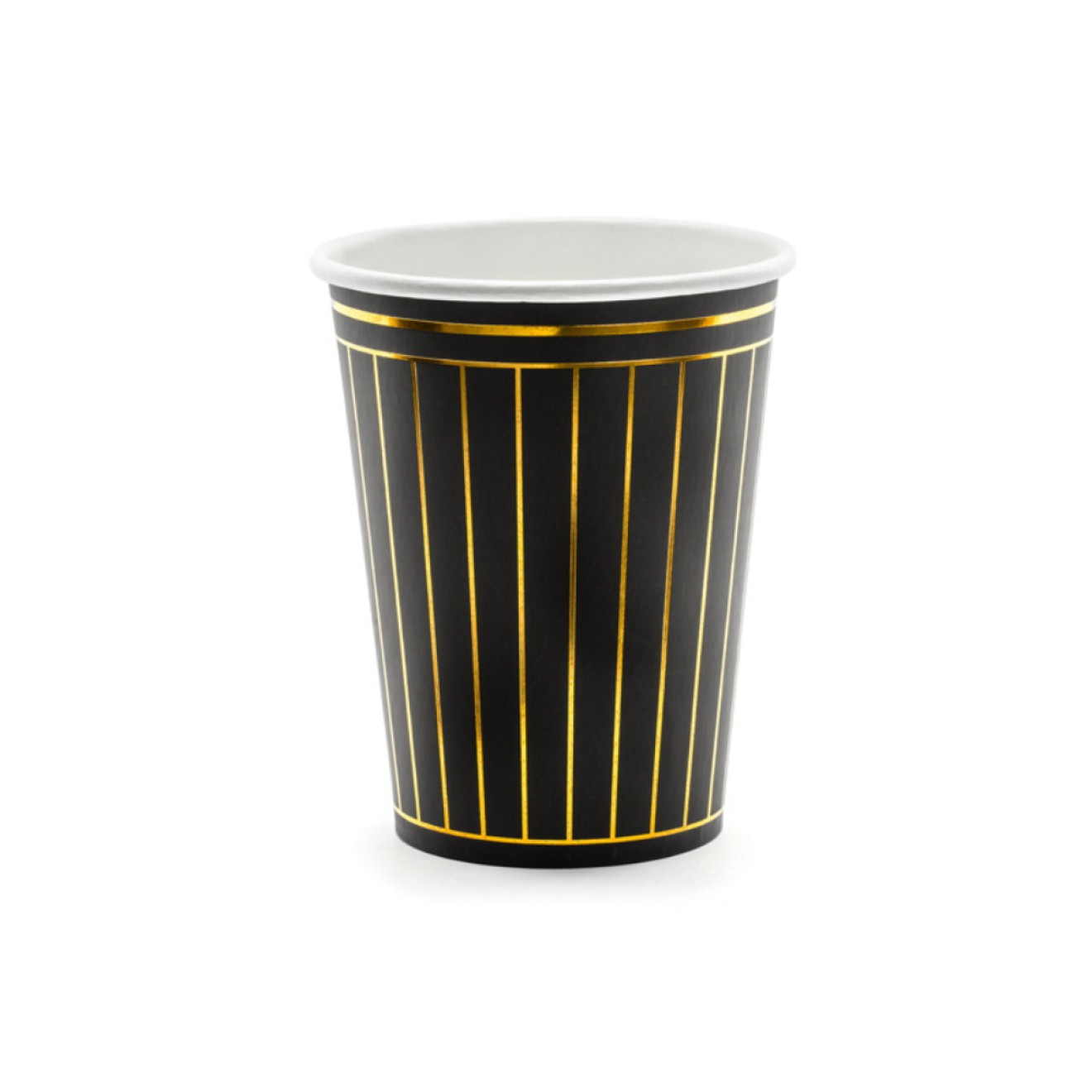 Partybecher Gestreift (Schwarz & Gold) - XL 6 Stück | luftballon.de