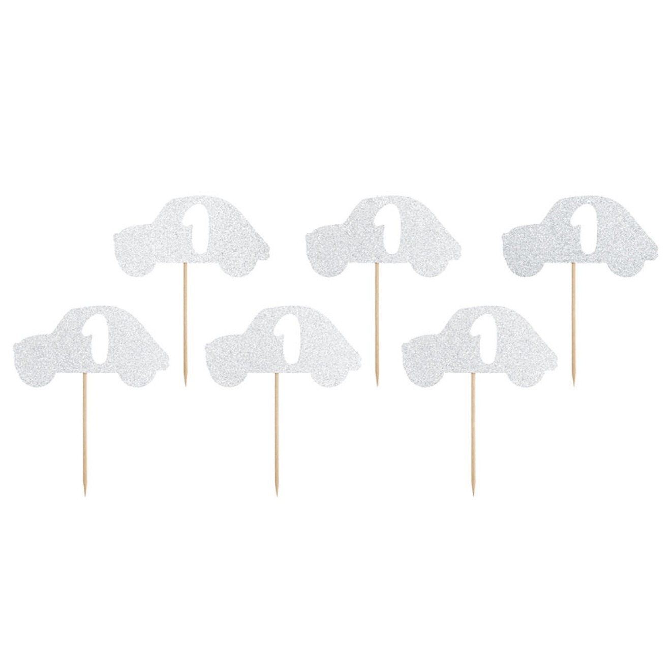 Kuchendeko - Auto 1 - Silber - 6 Stück | luftballon.de
