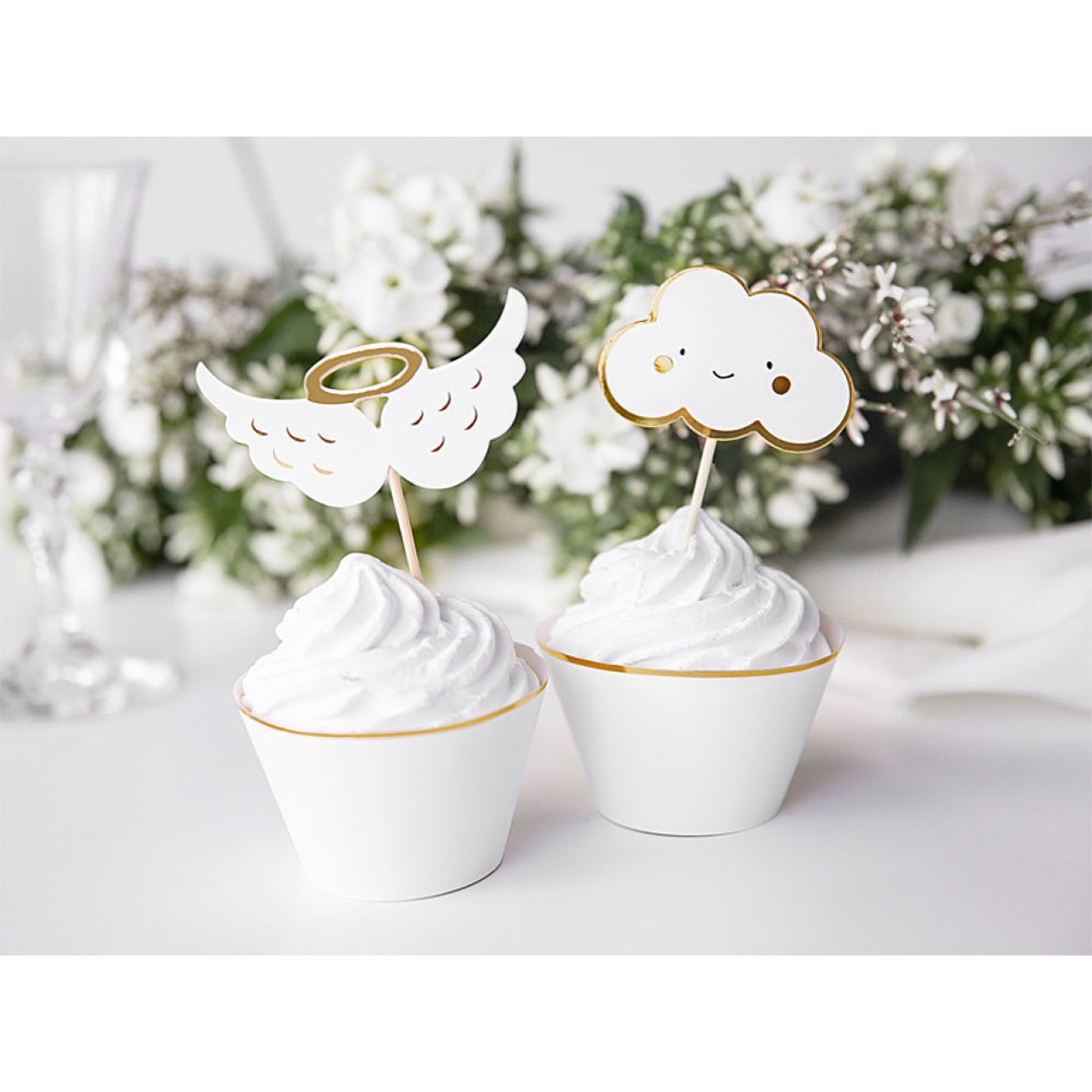Kuchendeko - Engelsflügel & Wolken - 6 Stück