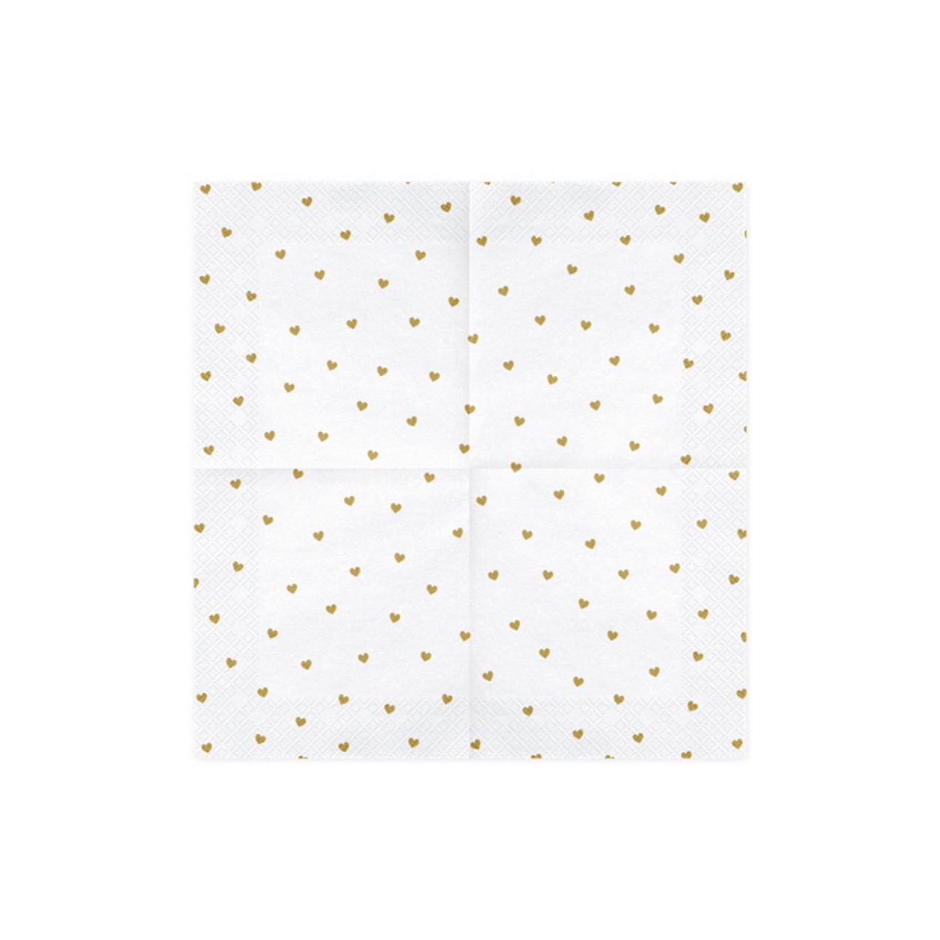 Servietten Weiß (Goldene Herzen) - 20 Stück