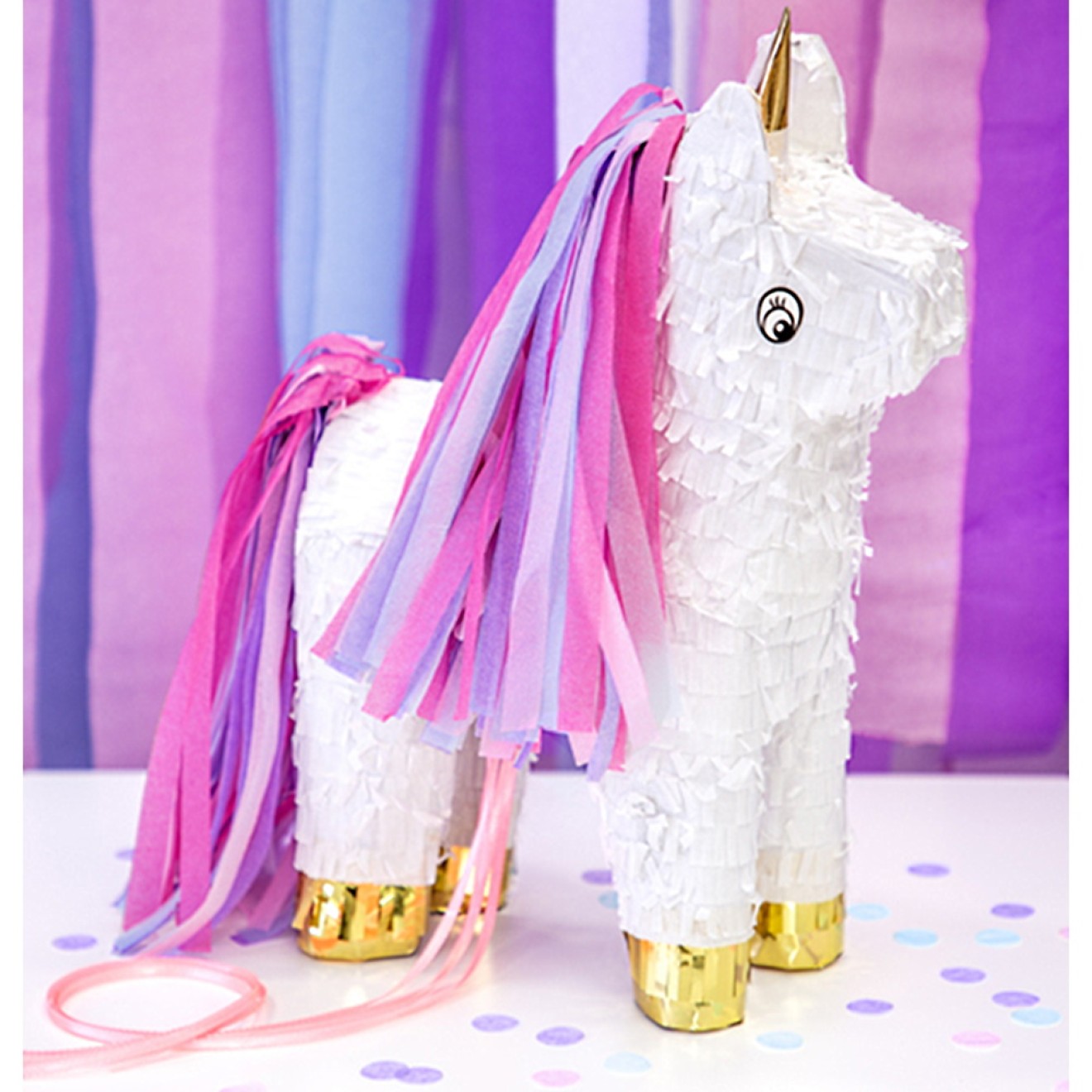 Pinata - Einhorn Weiß + 5 Gratis Luftballons Weiß Ø 30 cm