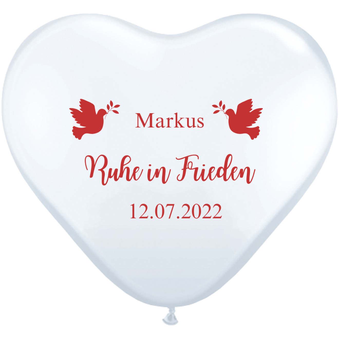 Herzuftballons rot auf weiß
