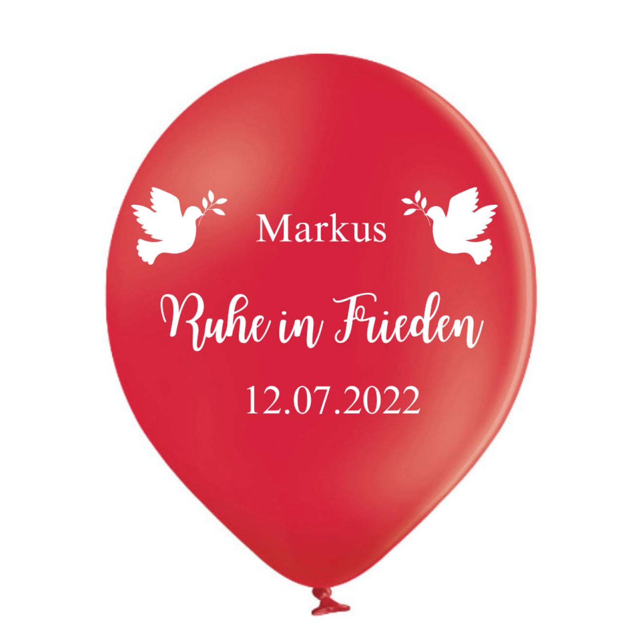 Rundballons rot mit weißem Druck