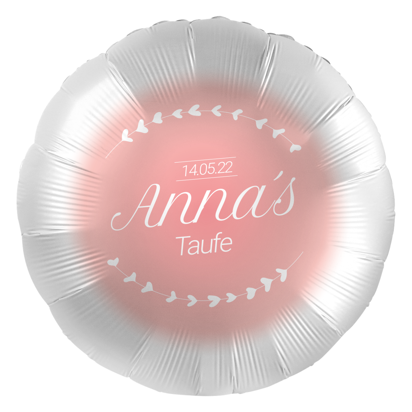 Folienballons Personalisiert Ø 45 cm - Taufe - Herzen