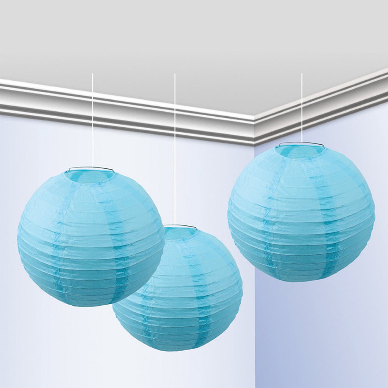 Hellblau Lampions Ø 25 cm - 3 Stück