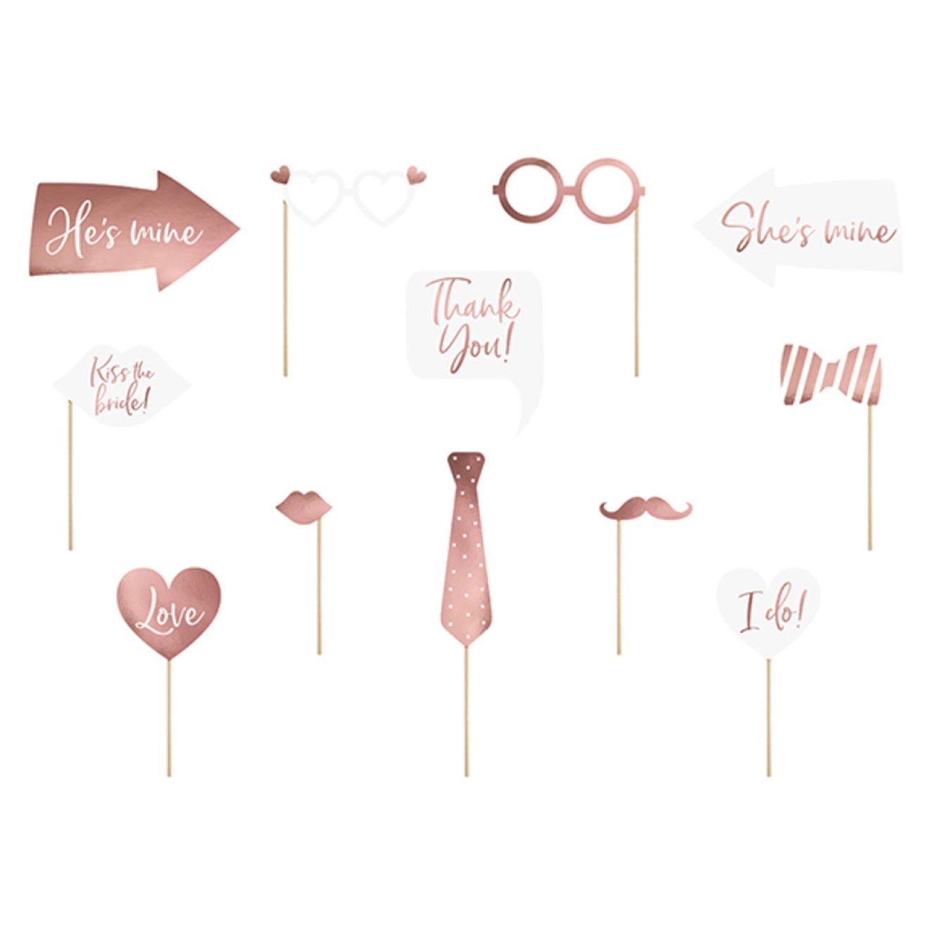 Photo Booth Hochzeit Rose Gold Foto Accessoires | luftballon.de