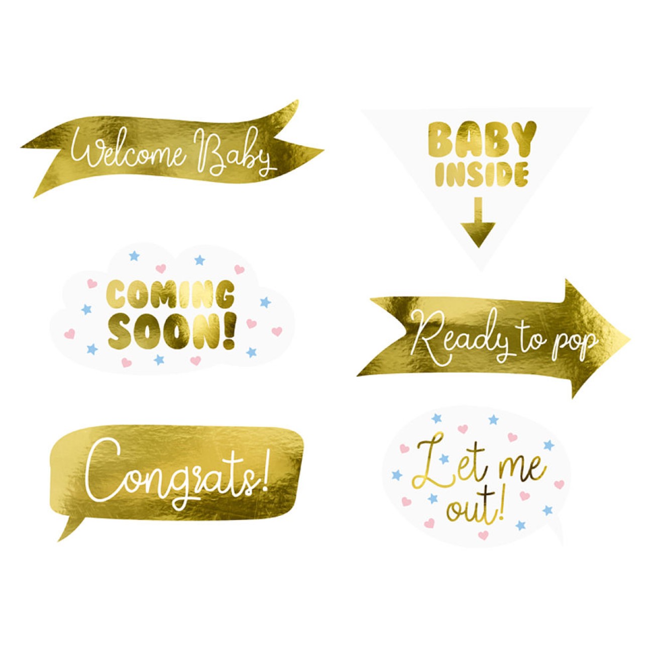 Photo Booth Babyparty Gold Foto Accessoires Fotobox | luftballon.de