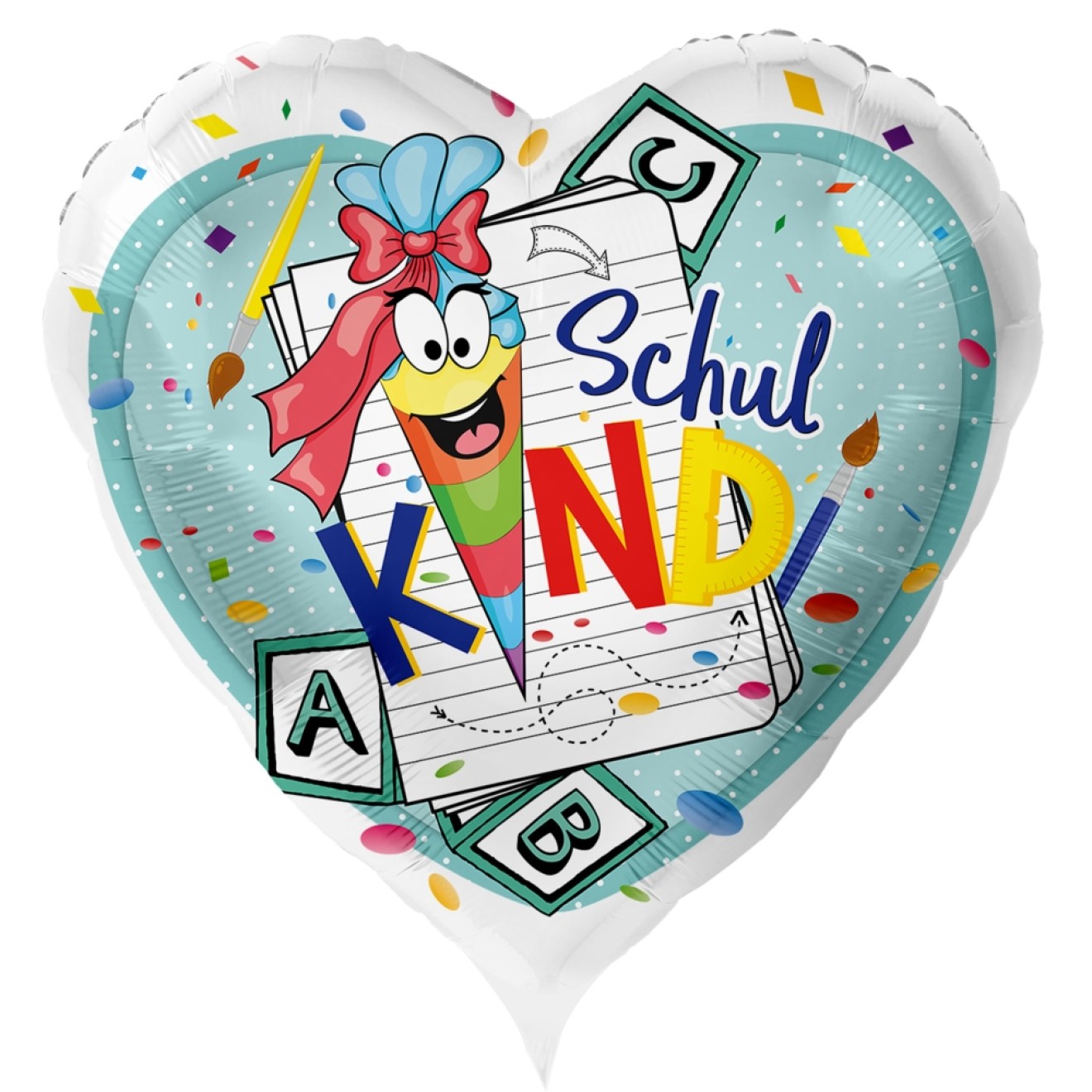 Folienballons Schulanfang - Schulkind ABC Ø 45 cm