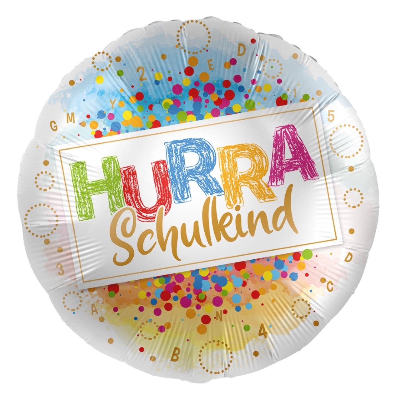 Folienballons Schulanfang - Hurra Schulkind (Punkte) Ø 45 cm