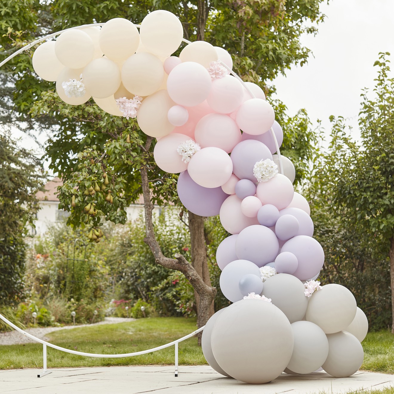 1 Balloon Arch - Pink, Lilac & Matte Grey