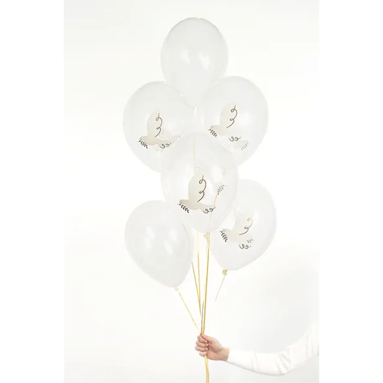 6 Motivballons - Ø 30cm - Taube - Crystal Clear