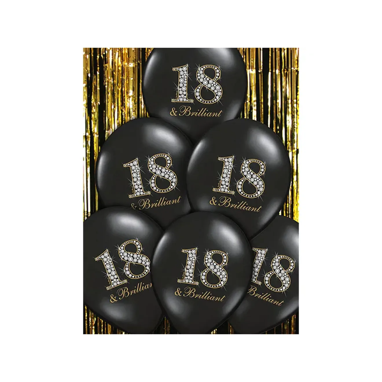 6 Motivballons - Ø 30cm - 18 & Brilliant Pastel Black