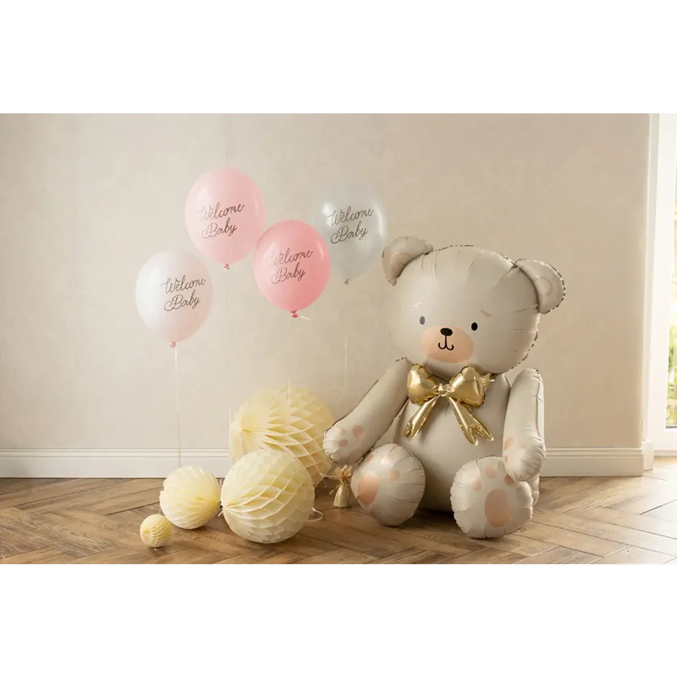 6 Motivballons - Ø 30 cm - Welcome Baby - Rosa Mix