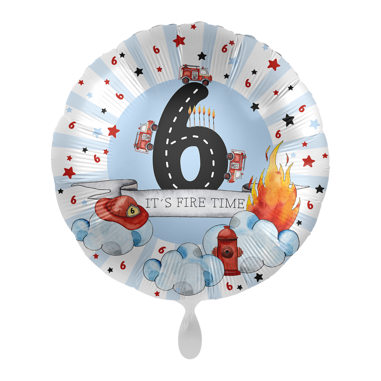 1 Balloon - Happy Fire Engine - Six