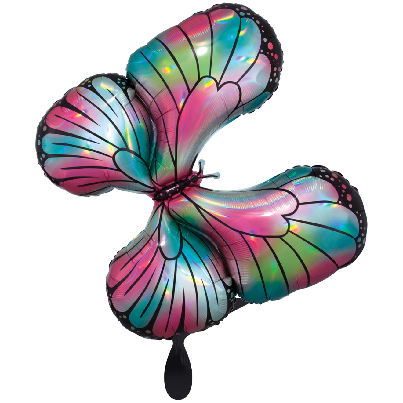 1 Balloon XXL - Iridescent Teal & Pink Butterfly