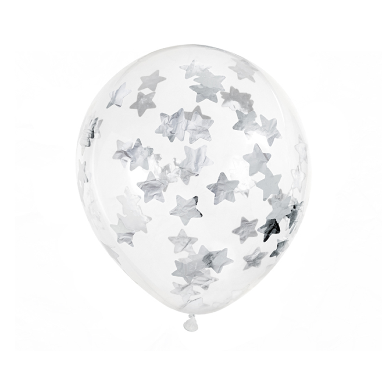 6 Konfettiballons - Ø 30cm - Stars - Silber