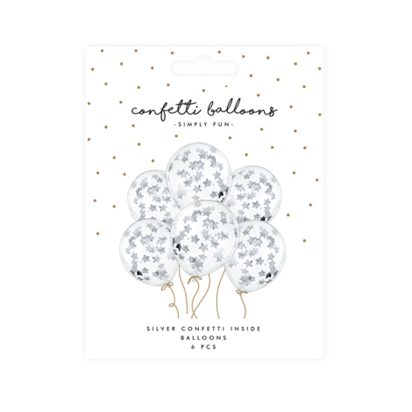 6 Konfettiballons - Ø 30cm - Stars - Silber