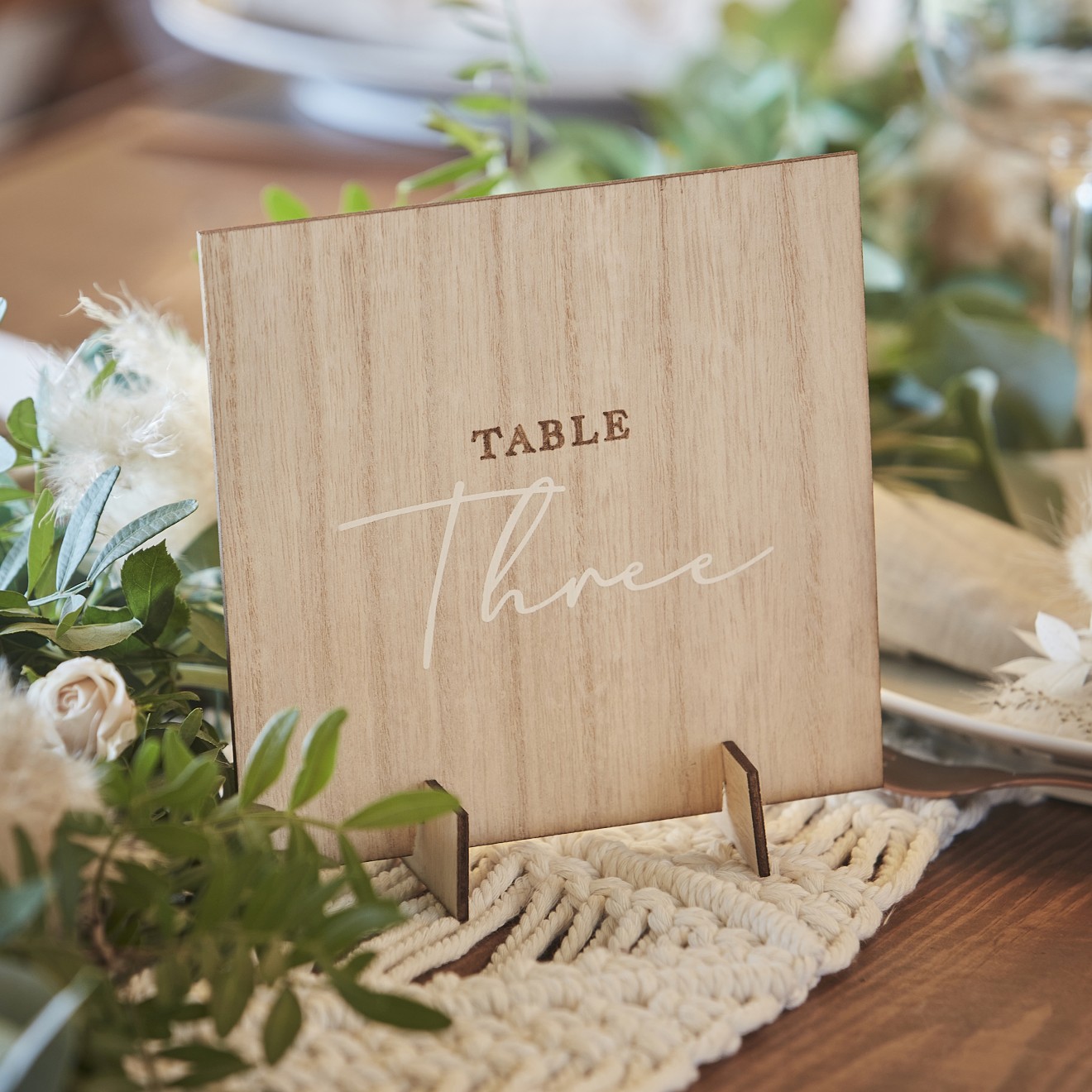 12 Table Number - Wood & White print Table Numbers