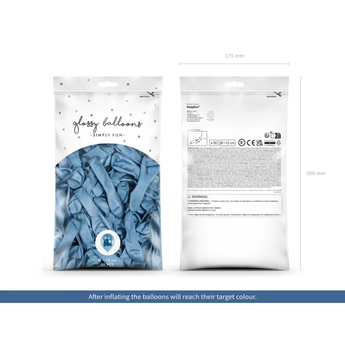 50 Miniballons - Ø 12cm - Glossy - Blau
