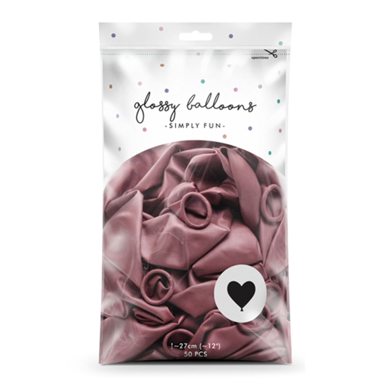 50 Herzballons - Ø 27cm - Glossy - Rosegold