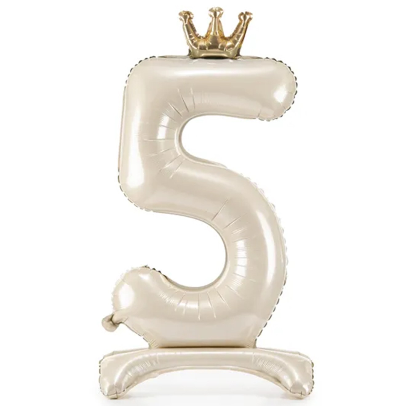 1 Ballon XXL mit Standfuß - Zahl 5 - Light Cream