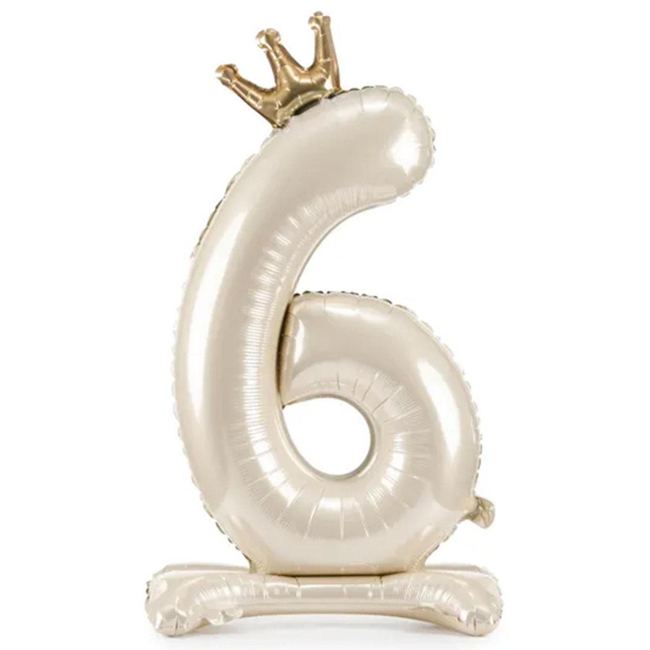 1 Ballon XXL mit Standfuß - Zahl 6 - Light Cream