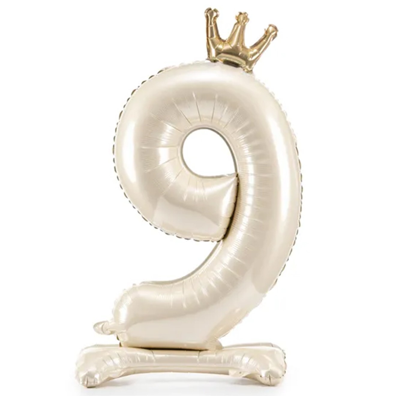 1 Ballon XXL mit Standfuß - Zahl 9 - Light Cream