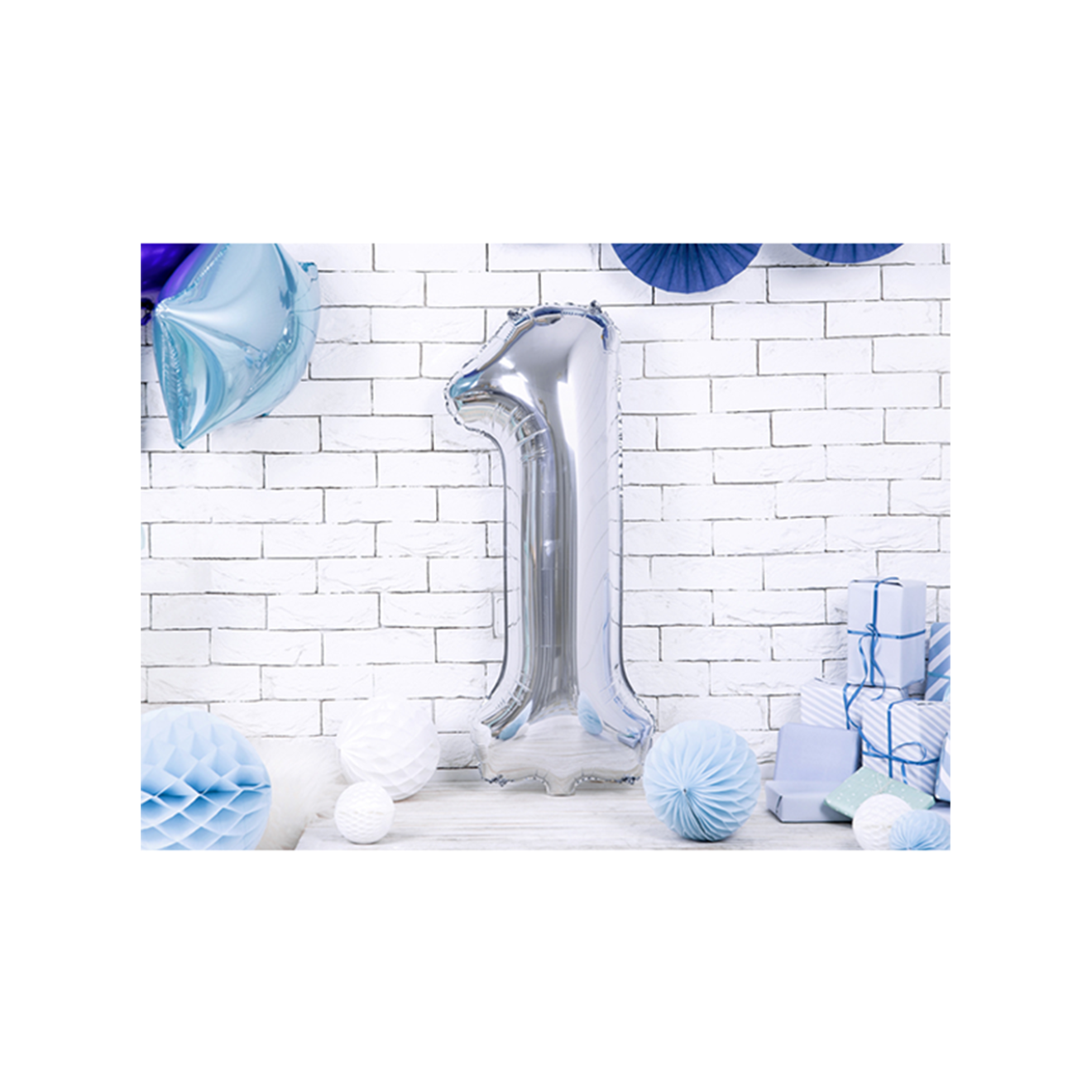 1 Ballon XXL - Zahl 1 - Silber