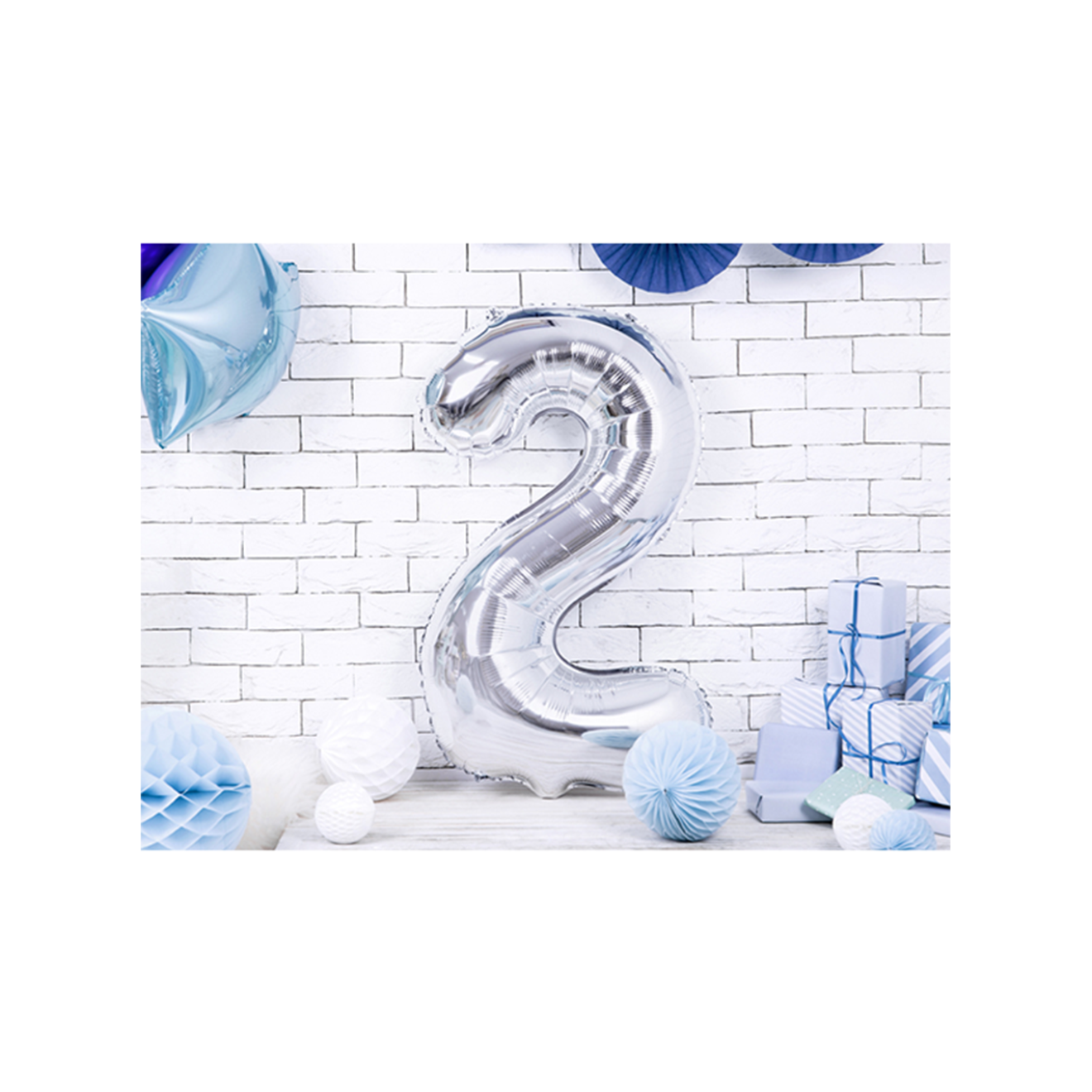 1 Ballon XXL - Zahl 2 - Silber