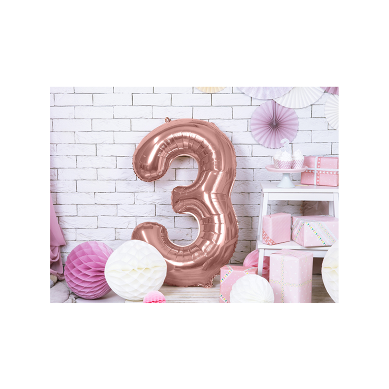 1 Ballon XXL - Zahl 3 - RoseGold