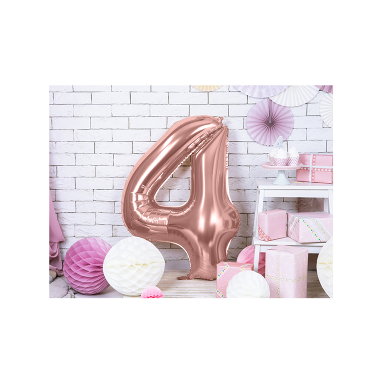 1 Ballon XXL - Zahl 4 - RoseGold