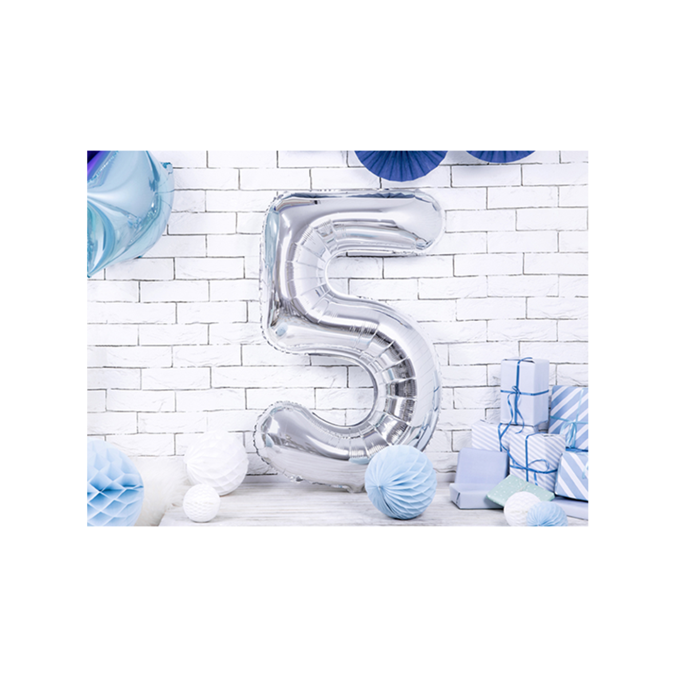 1 Ballon XXL - Zahl 5 - Silber