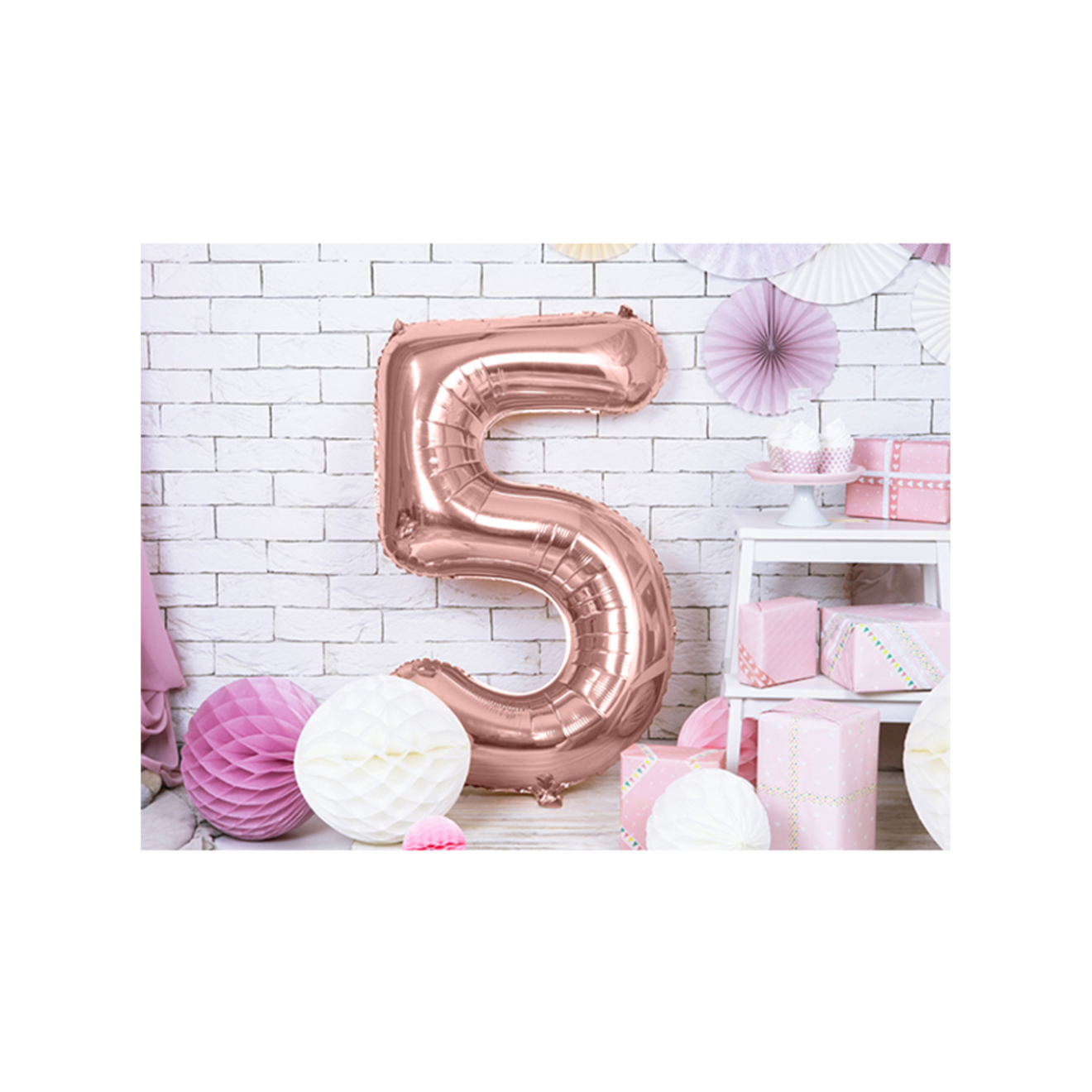 1 Ballon XXL - Zahl 5 - RoseGold