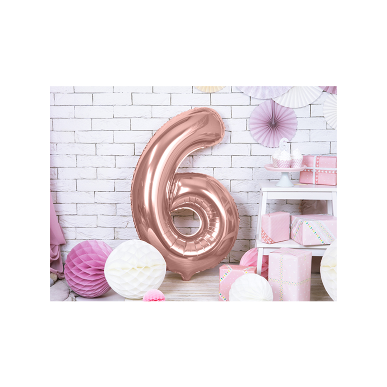 1 Ballon XXL - Zahl 6 - RoseGold