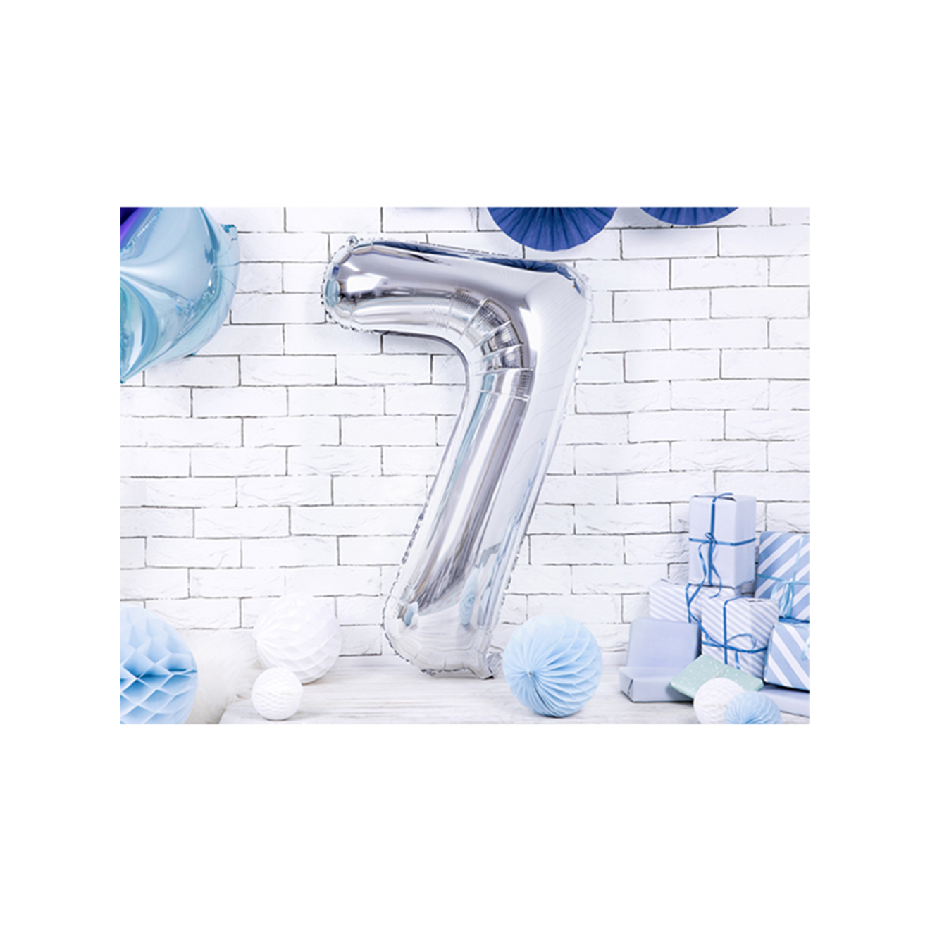 1 Ballon XXL - Zahl 7 - Silber