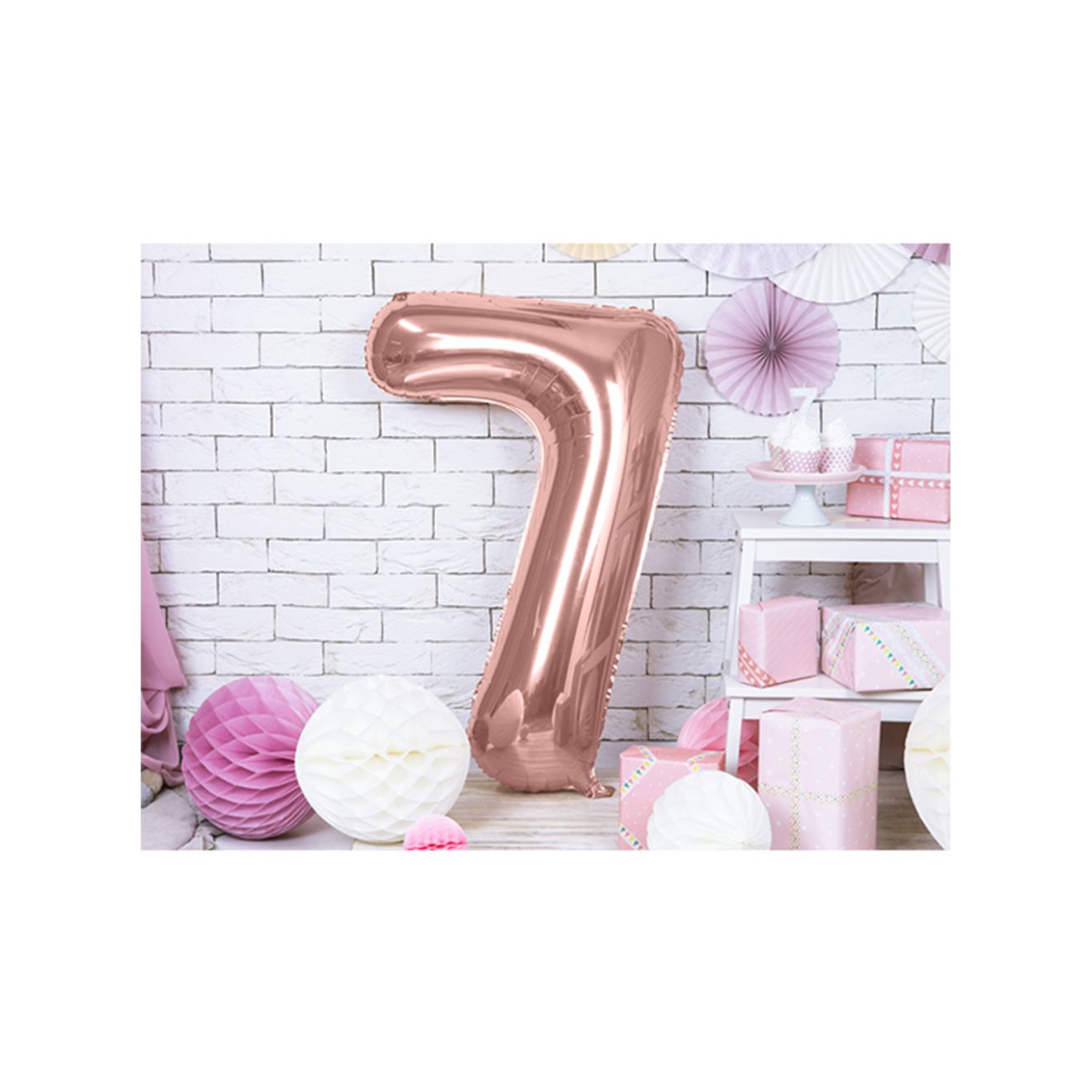 1 Ballon XXL - Zahl 7 - RoseGold