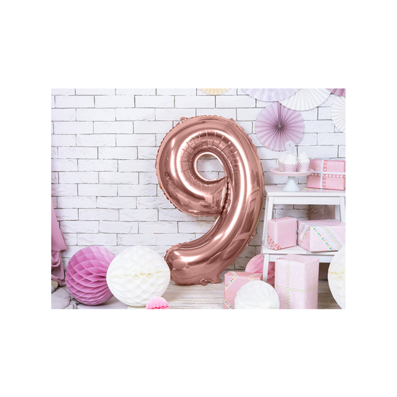 1 Ballon XXL - Zahl 9 - RoseGold