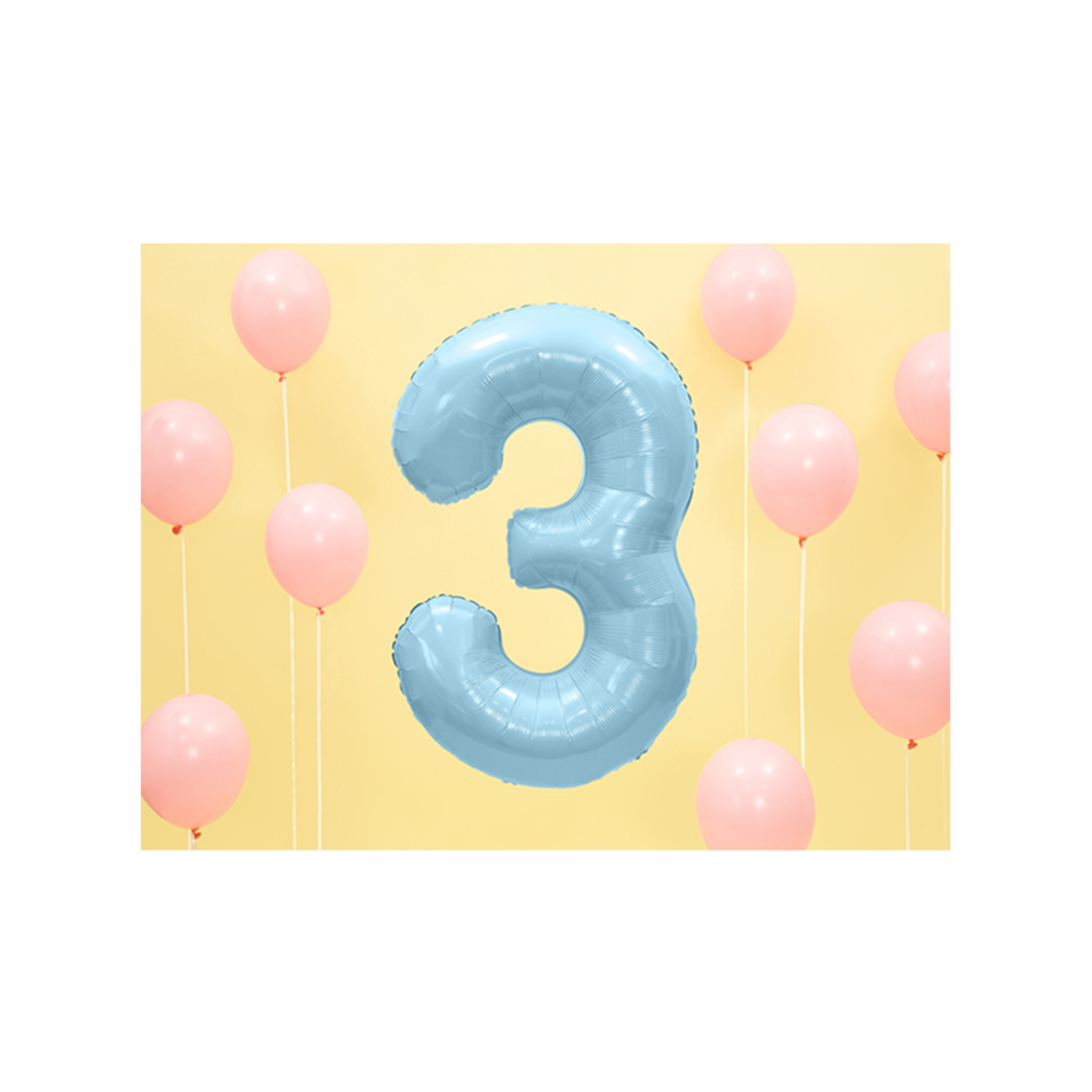 1 Ballon XXL - Zahl 3 - Hellblau