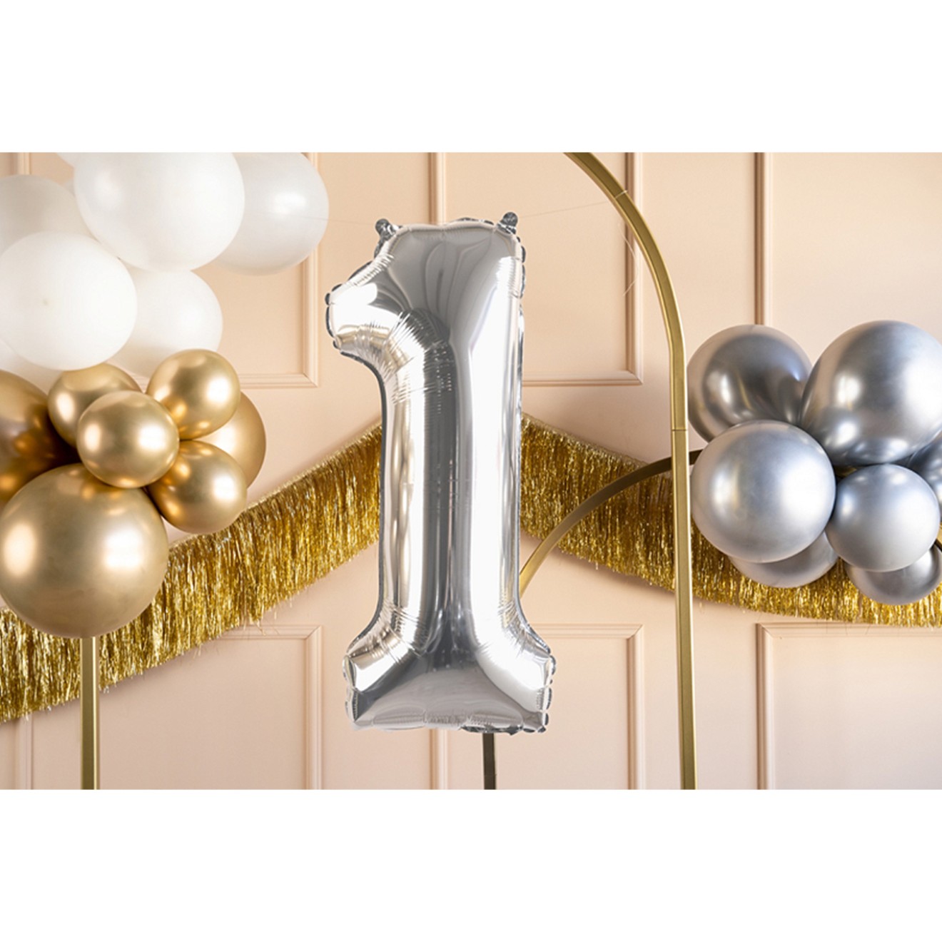 1 Balloon XL - Zahl 1 - Silber