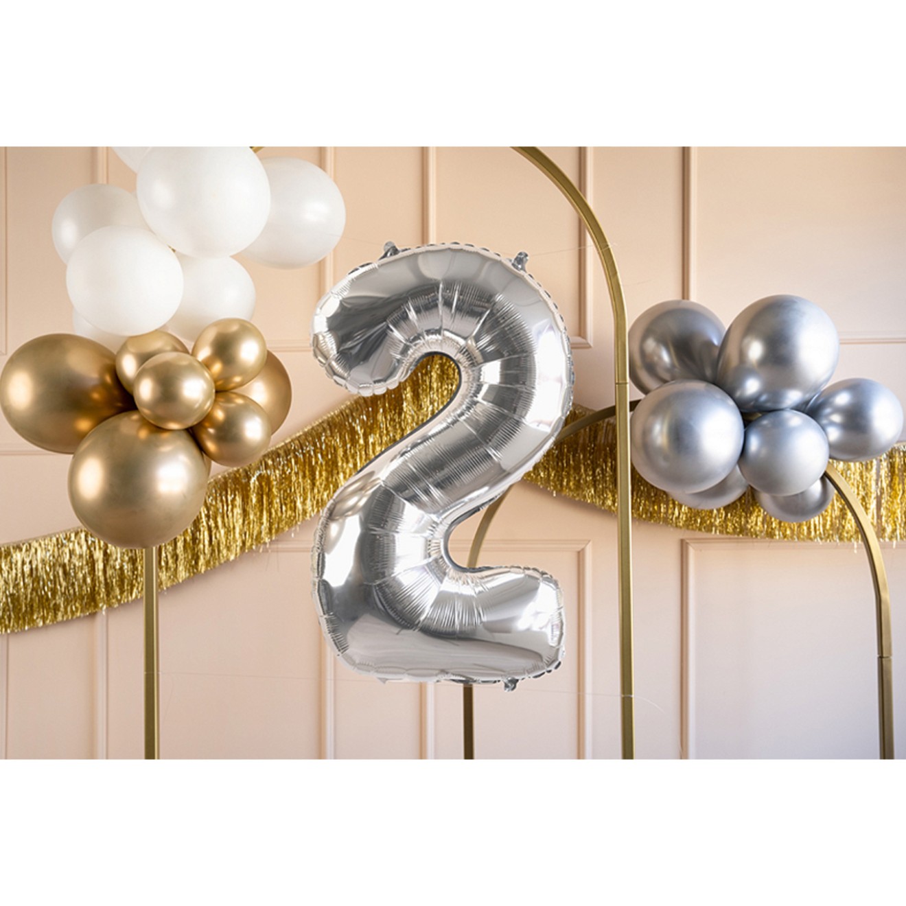 1 Balloon XL - Zahl 2 - Silber