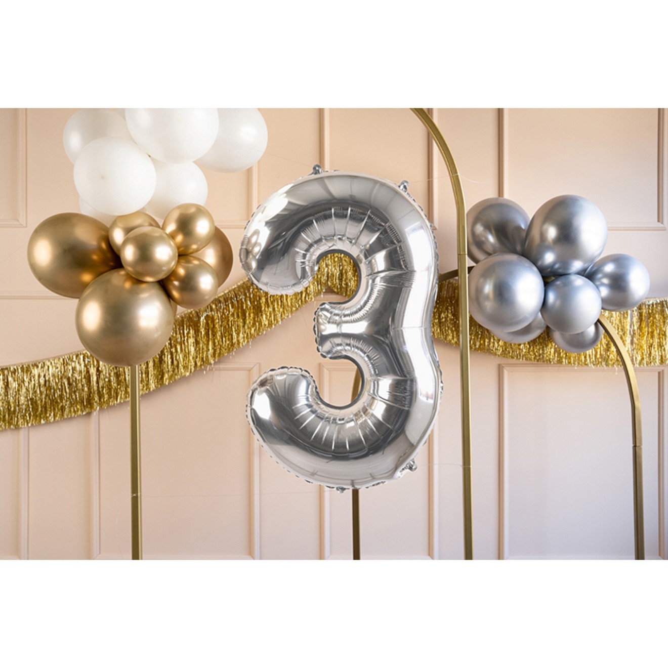 1 Balloon XL - Zahl 3 - Silber