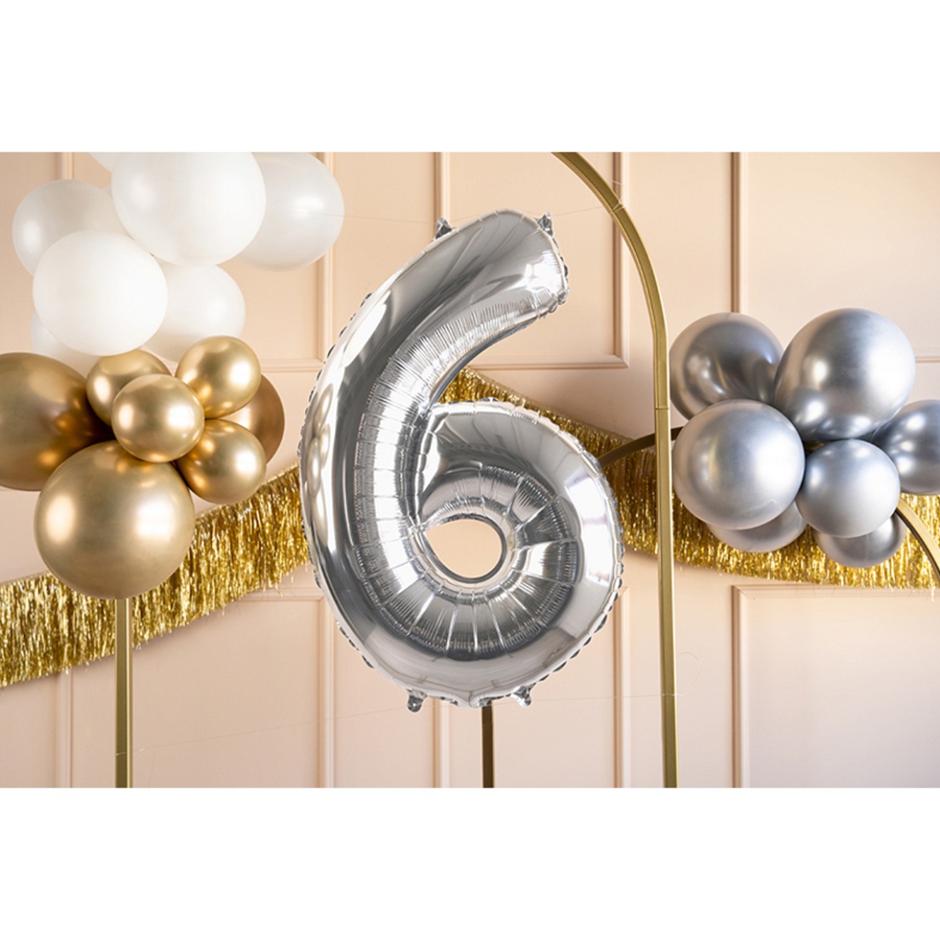 1 Balloon XL - Zahl 6 - Silber