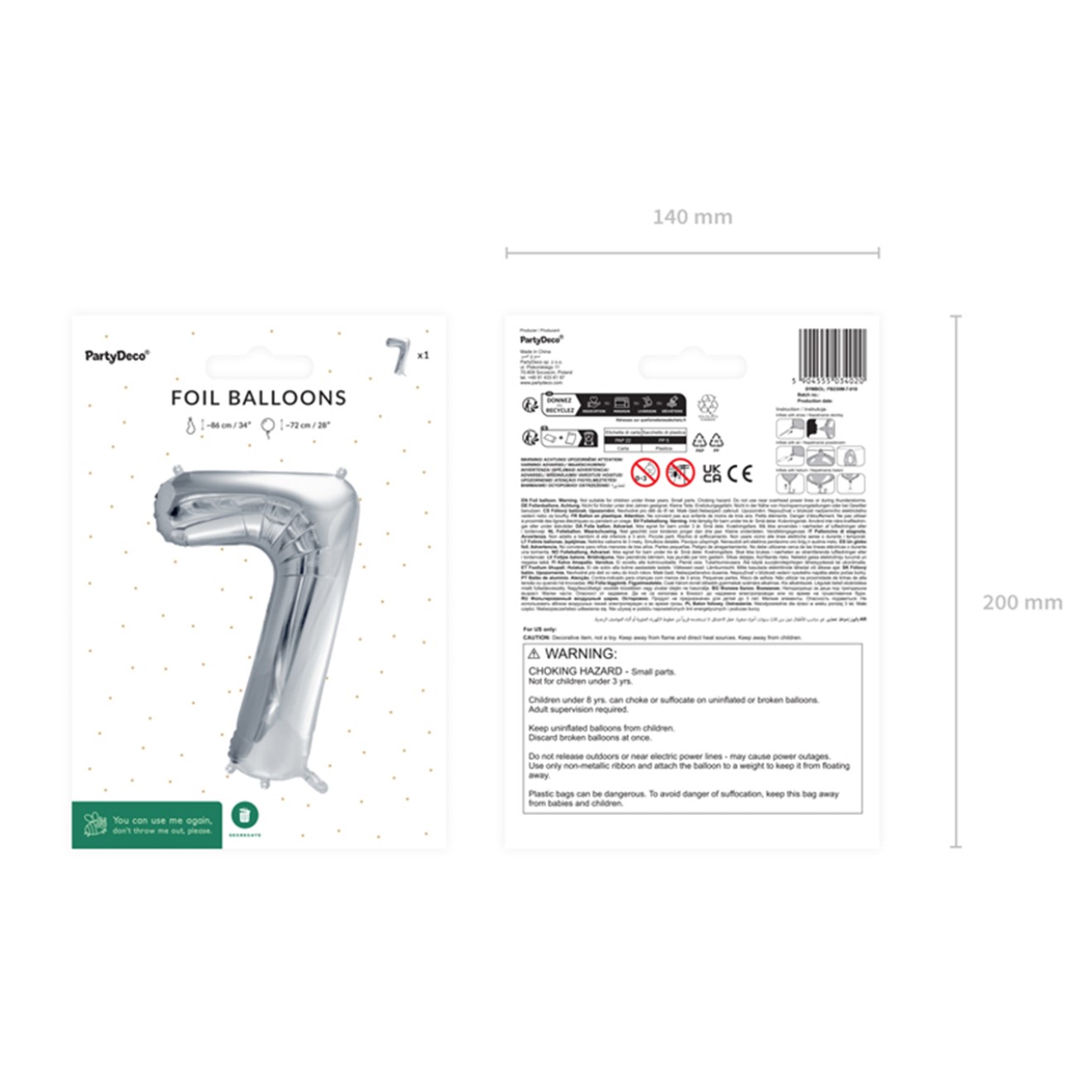 1 Balloon XL - Zahl 7 - Silber