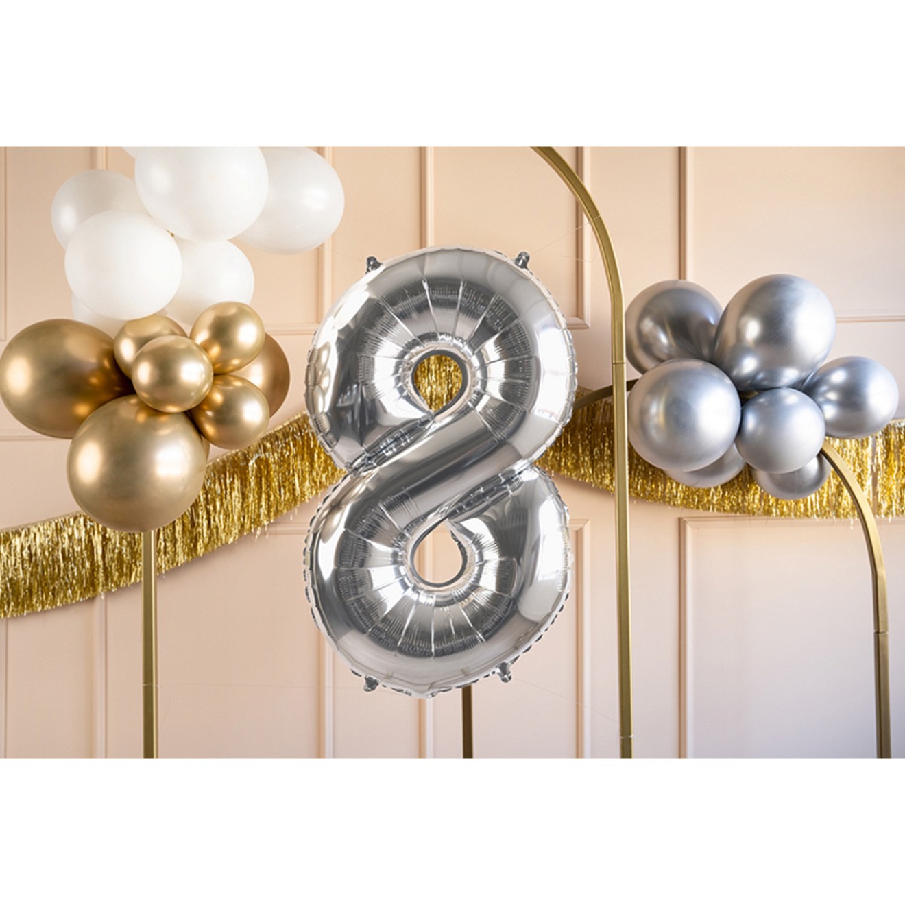 1 Balloon XL - Zahl 8 - Silber