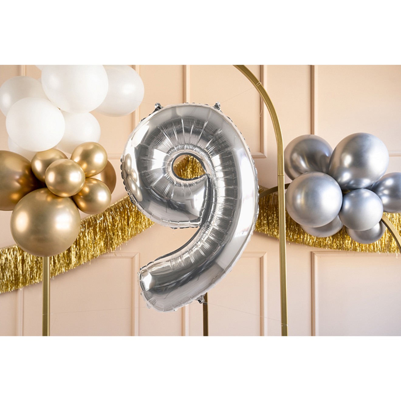 1 Balloon XL - Zahl 9 - Silber
